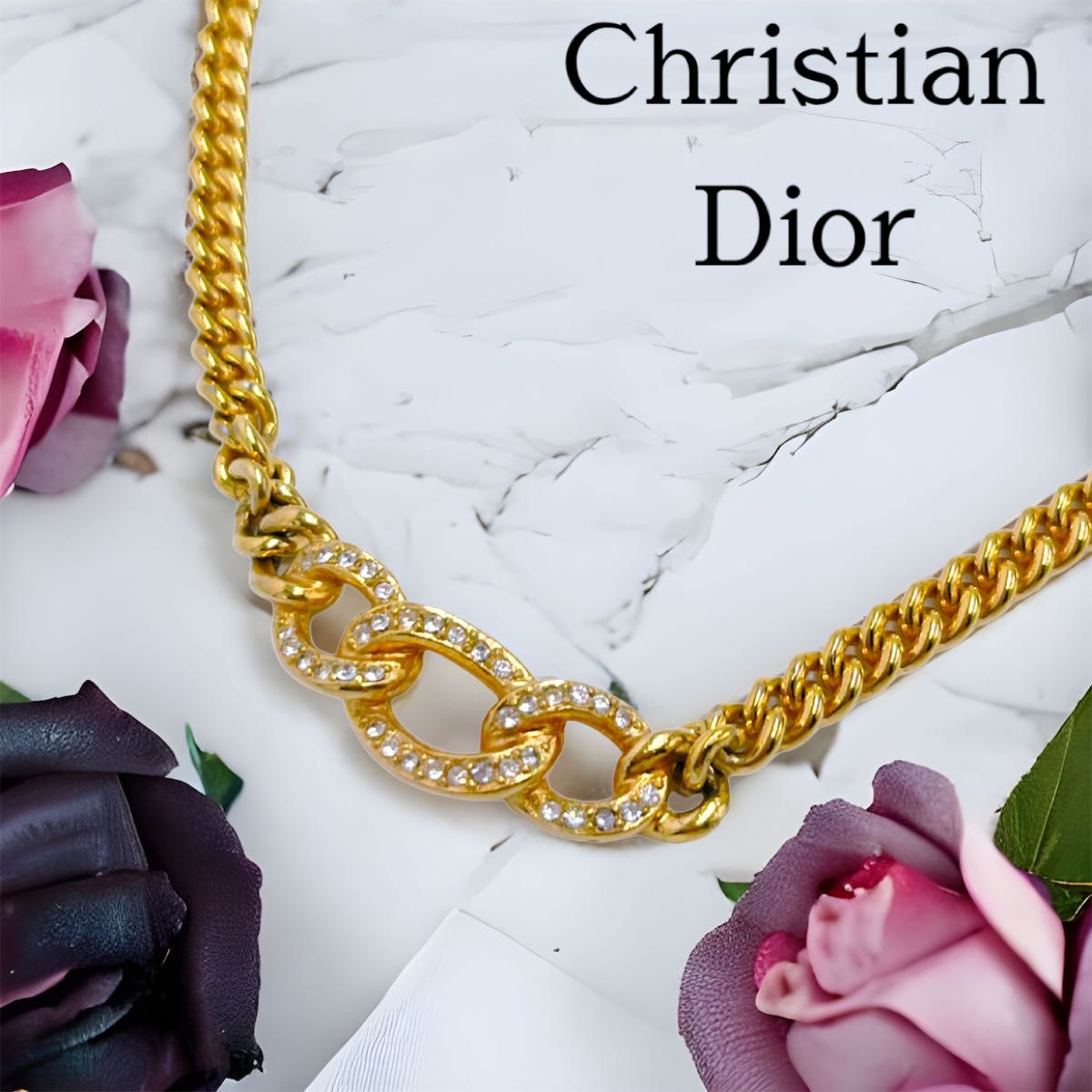 美品】Christian Dior ネックレス ラインストーン ゴールド｜PayPayフリマ