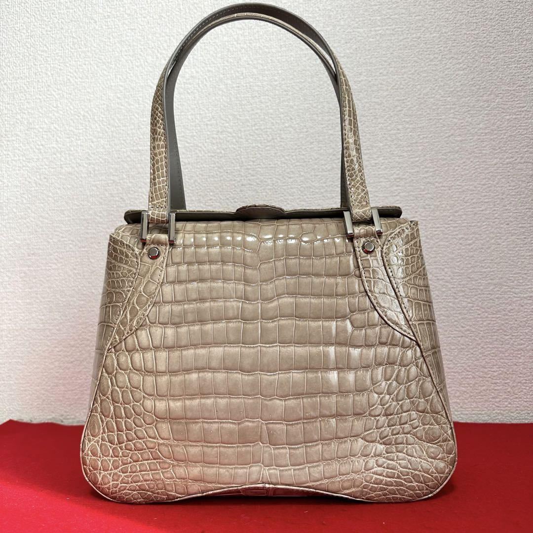 ヤフオク! - 極上 JRA認定 クロコダイル ハンドバッグ シャイ...