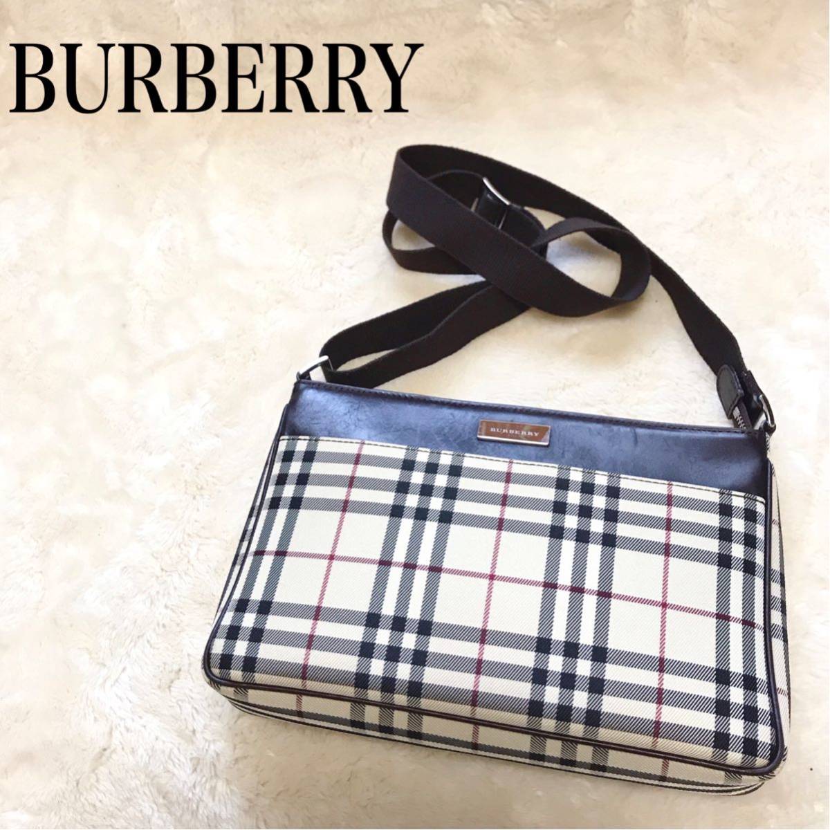 極美品】BURBERRY ショルダーバッグ ノバチェック キャンバス レザー