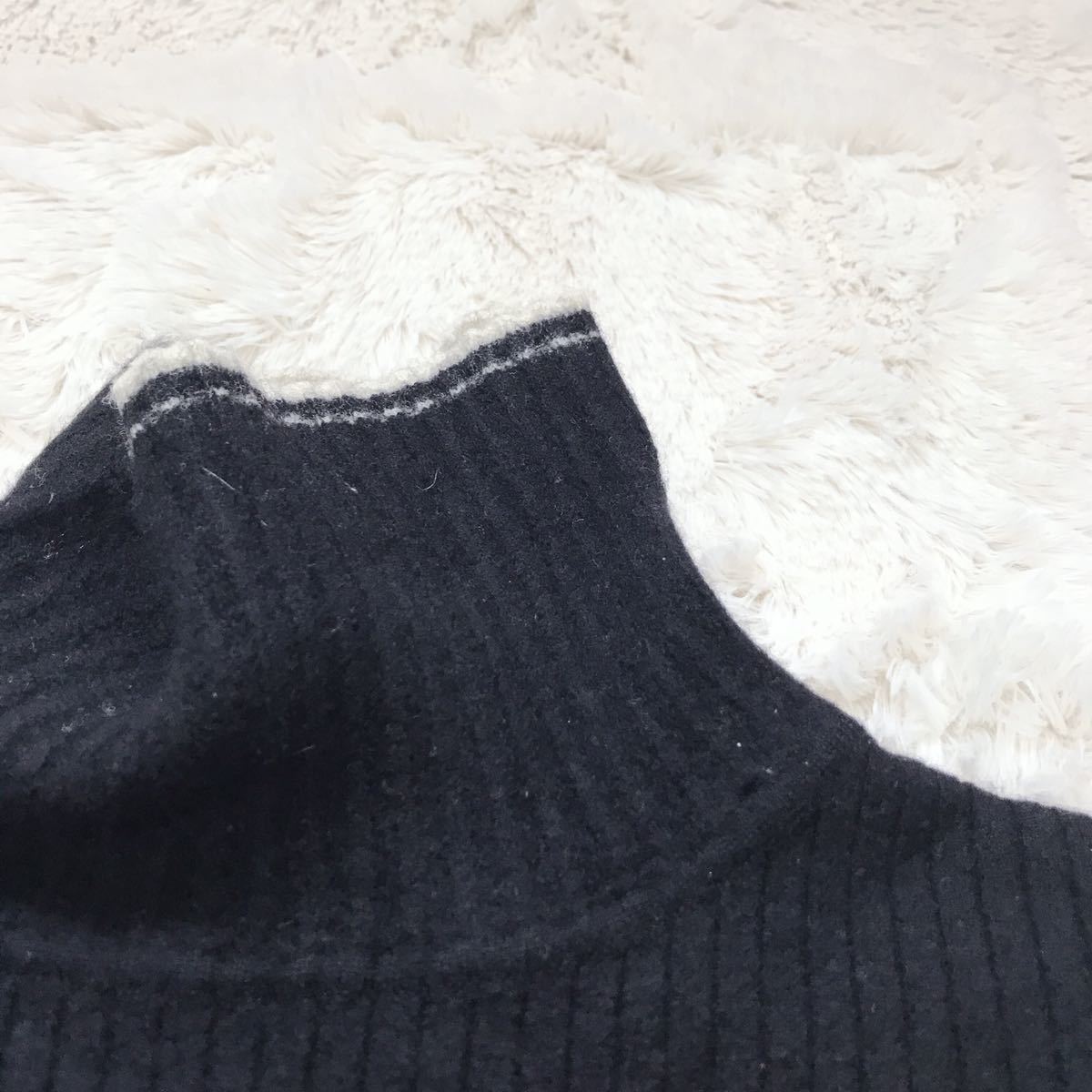  rare Christian Dior MONSIEUR high‐necked long sleeve knitted rib knitted sweater Christian Dior lady's black white 