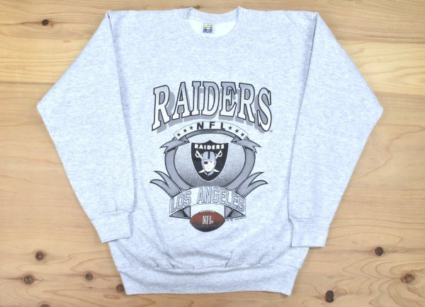 美品 90'sUSA古着 NFL ロサンゼルス レイダース ビンテージ スウェット トレーナー sizeL 霜降り グレー RAIDERS 90年代 Made in USA