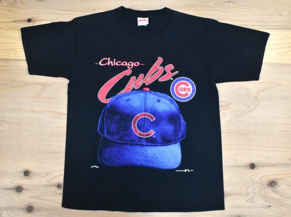 90'sUSA古着 NUTMEG MLB シカゴ カブス ビンテージ Tシャツ sizeXL 黒 Chicago Cubs メジャーリーグ ビッグシルエット 大きいサイズ 90年代_画像1