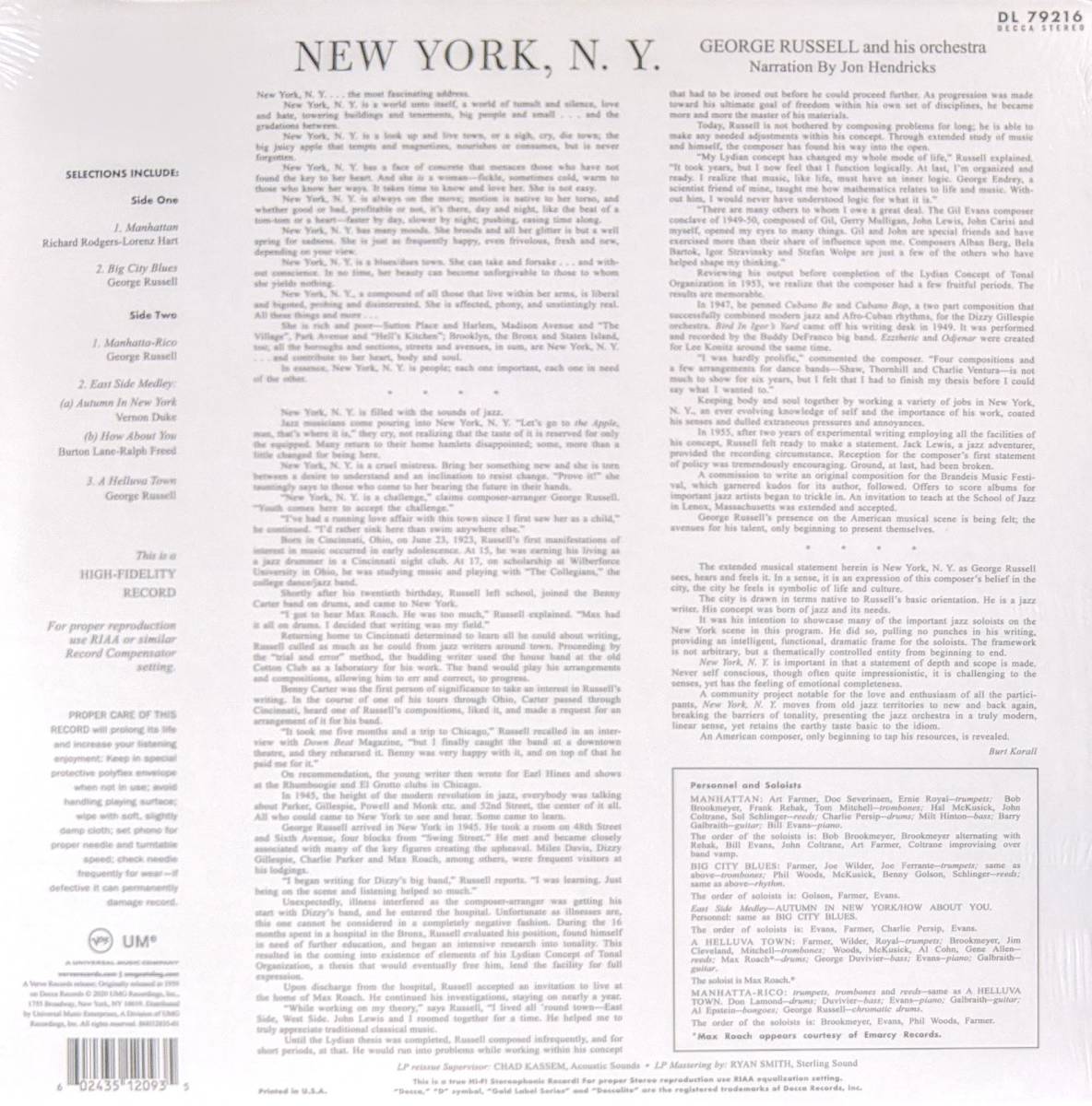 George Russell ジョージ・ラッセル And His Orchestra - New York, N.Y. 限定リマスター再発アナログ・レコード_画像2