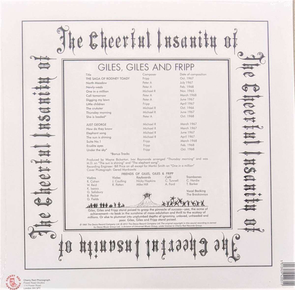 Giles, Giles And Fripp (Pre-King Crimson) - The Cheerful Insanity Of ボーナス・トラック2曲追加収録限定再発アナログ・レコード