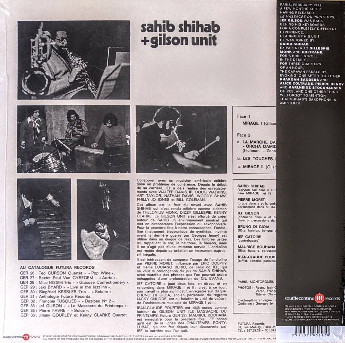 Sahib Shihab サヒブ・シハブ + Gilson (=Jef Gilson) Unit La Marche Dans Le Dsert 限定リマスター再発アナログ・レコード