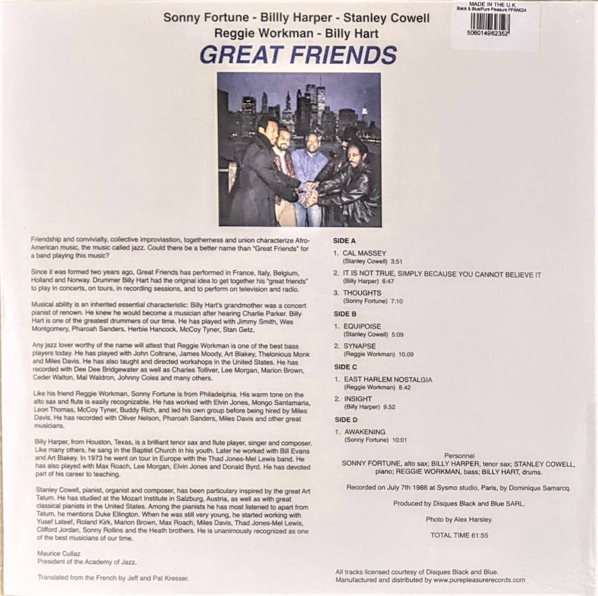Stanley Cowell / Billy Harper / Reggie Workman / Billy Hart - Such Great Friends 限定リマスター再発Audiophileアナログ・レコード