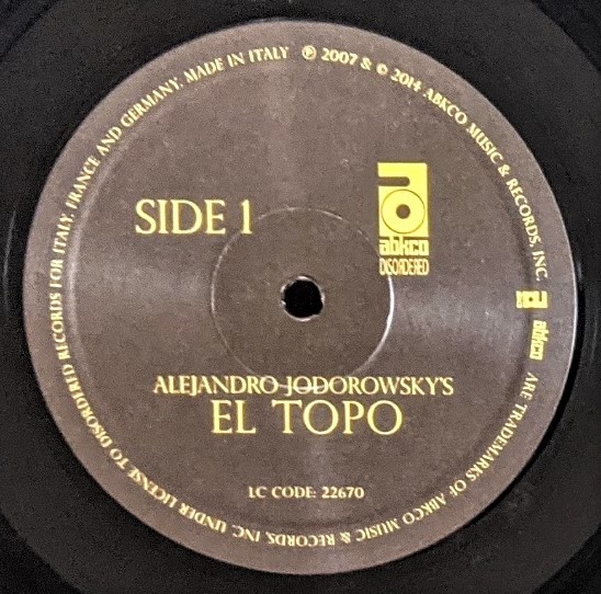 Alejandro Jodorowsky - El Topo (Original Motion Picture Score) 500枚限定リマスター再発アナログ・レコード