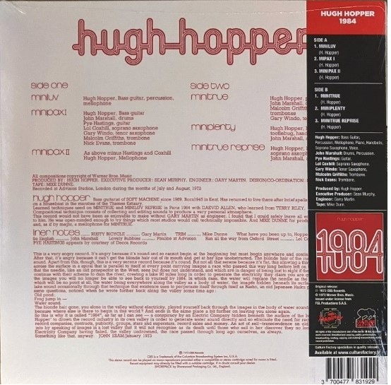 Hugh Hopper ヒュー・ホッパー (=Soft Machine) - 1984 Record Store Day2020 １回プレス限定再発アナログ・レコード