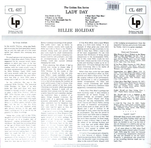 Billie Holiday ビリー・ホリディ - Lady Day 限定リマスター再発Monoアナログ・レコード_画像2