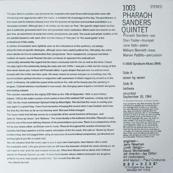 Pharaoh Sanders ファラオ・サンダース Quintet - Pharaoh Sanders Quintet 限定再発アナログ・レコード