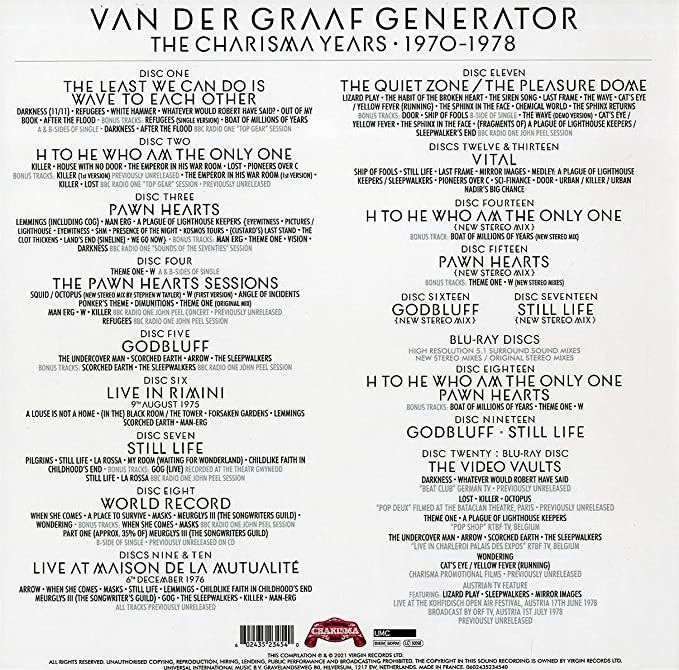 Van Der Graaf Generator - The Charisma Years 1970-1978 24bitリマスター再発CD x 17, Blu-ray x 3 ボックス・セット_画像3