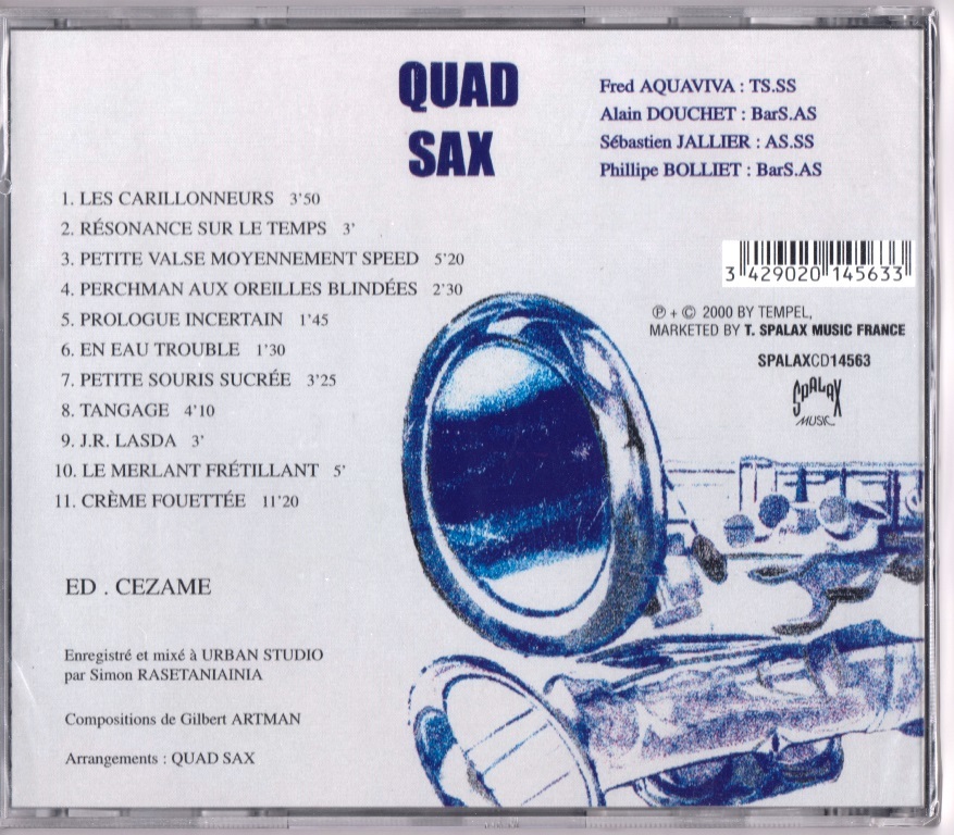 Quad Sax (= Gilbert Artman, Urban Sax) - Quad Sax ファースト・プレスＣＤ_画像2
