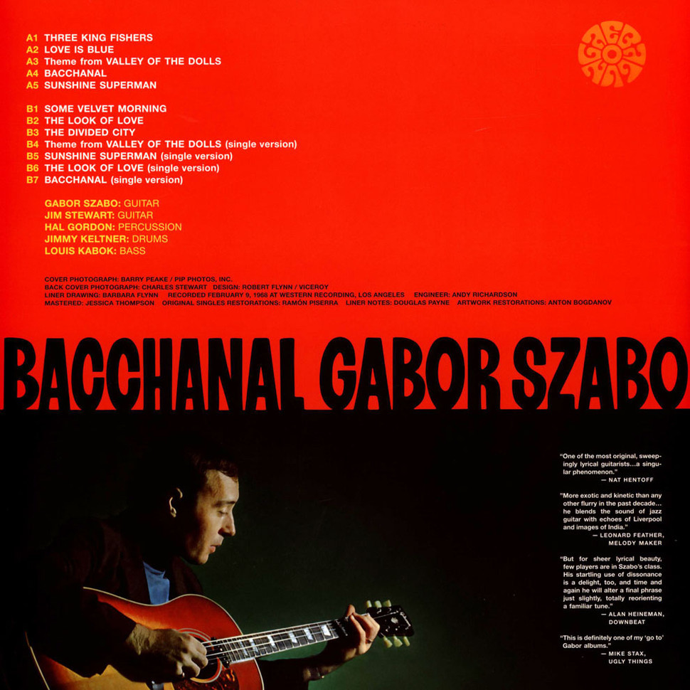 Gabor Szabo ガボール・ザボ - Bacchanal ボーナス・トラック4曲追加収録限定リマスター再発オレンジ・カラー・アナログ・レコード