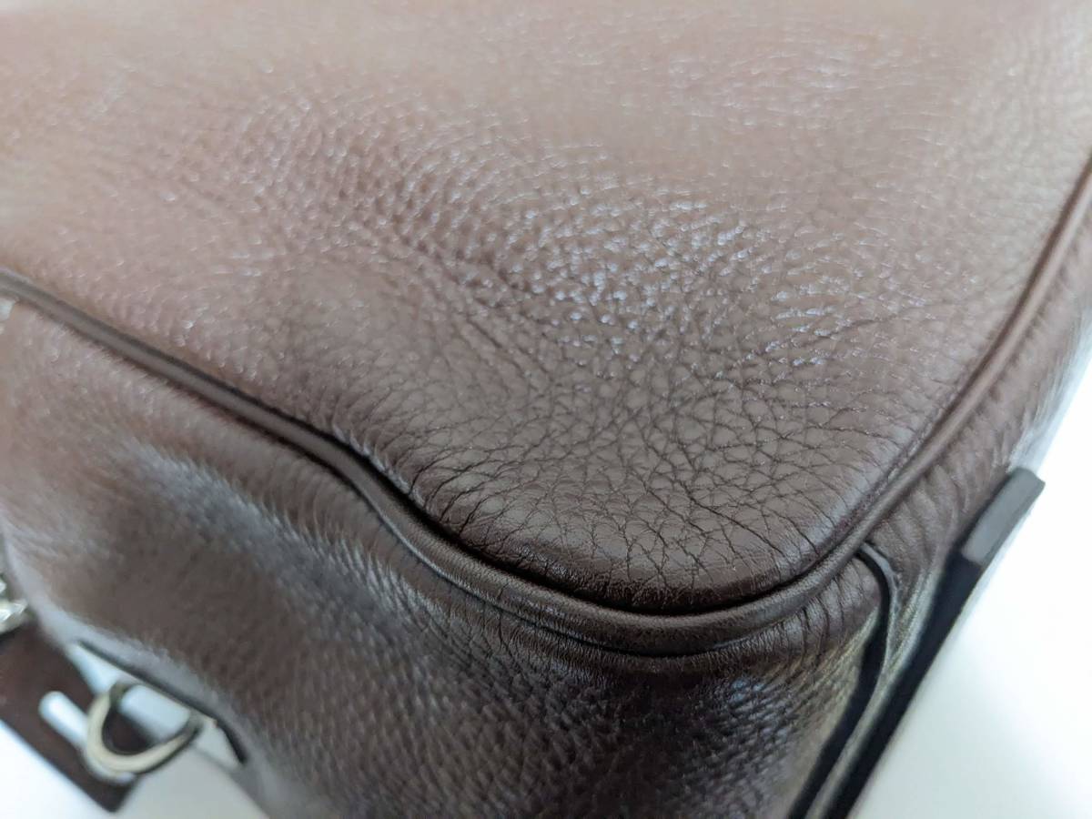 極美品 PRADA プラダ VS0337 2WAY オールレザー ビジネスバッグ