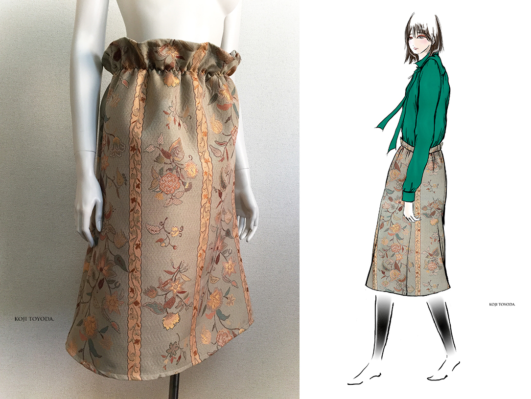 【1点もの・デザイン画付き】ゴブラン織りハイウエストマーメイドスカート（KOJI TOYODA）