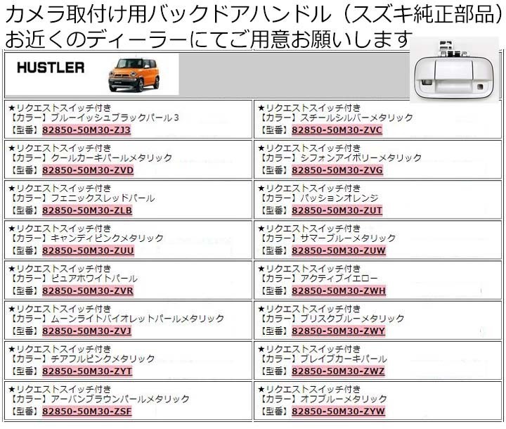 スズキ純正ハンドルにバックカメラが取付できる【スズキ専用 ハスラー】MR31S/MR41S/MR52S/MR92S 　出力はRCAです。JP-16S_画像6