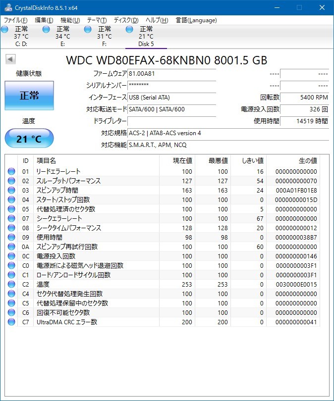 14519時間 RMA保証付】 Western Digital WD RED HDD 8TB 14519時間 RMA保証付】 Western Digital WD RED HDD 8TB