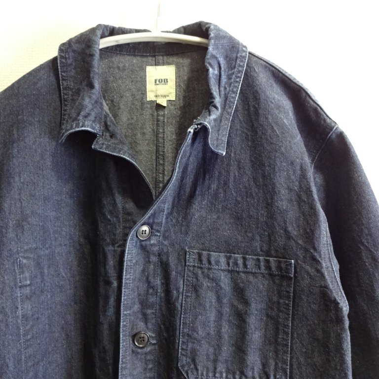 即決 送料無 美品 FOB FACTORY フレンチデニムコート 【M】 濃藍 即決 送料無 美品 FOB FACTORY フレンチデニムコート 【M】 濃藍