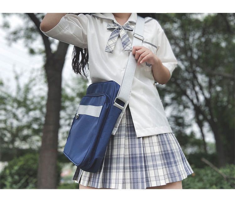 スクールバッグ ショルダー バッグ 女子 高校 中学 斜めがけ軽量大 容量　ショルダーバッグ　通学　韓国 パープルライン