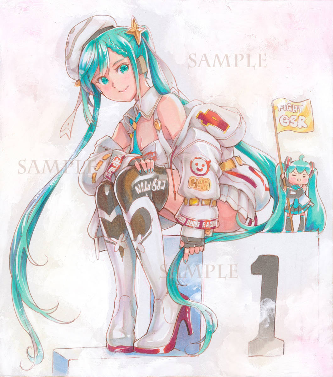 * same person hand-drawn illustrations square fancy cardboard original picture Hatsune Miku [ racing Miku 2023]Hatsune Mikubo Caro 