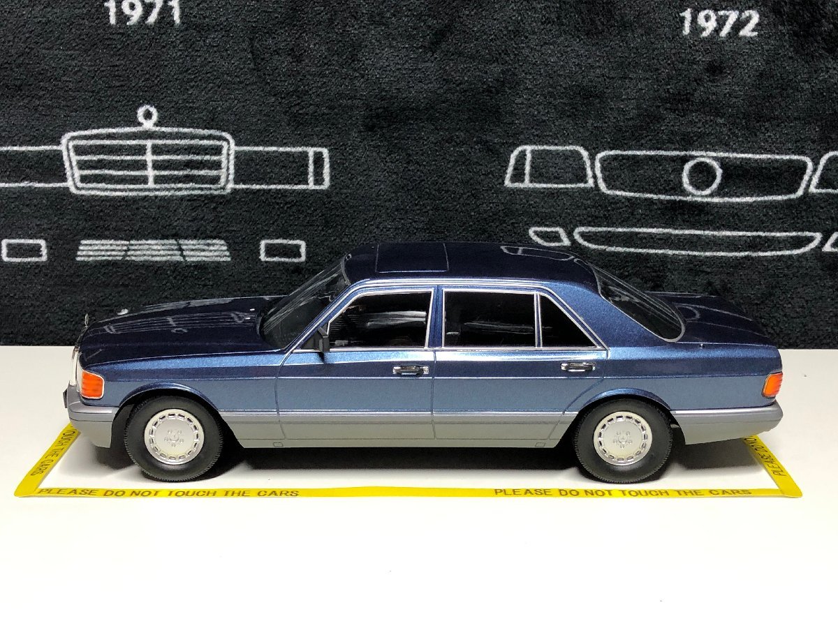 iScale 1/18 Mercedes Benz 560 SEL S class (W126) year 1985 nautical blue metallic Mercedes Benz 