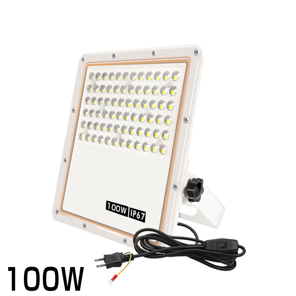 【即納】10個セット 超薄型 投光器 スイッチ付き LED投光器 100w led作業灯 1年保証 昼光色 6500K 12000LM IP67 高輝度 85-265V 看板灯 SLD