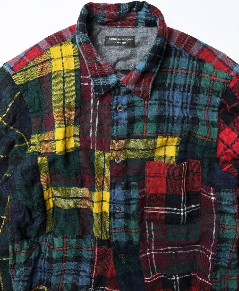 ウール縮絨 パッチワーク シャツ 04AWロストイングリッシュマン コムデギャルソンオムプリュスHOMME PLUS 2004AW Boiled Wool Tartan Shirt_画像、説明文の転載・加工、編集利用禁止。