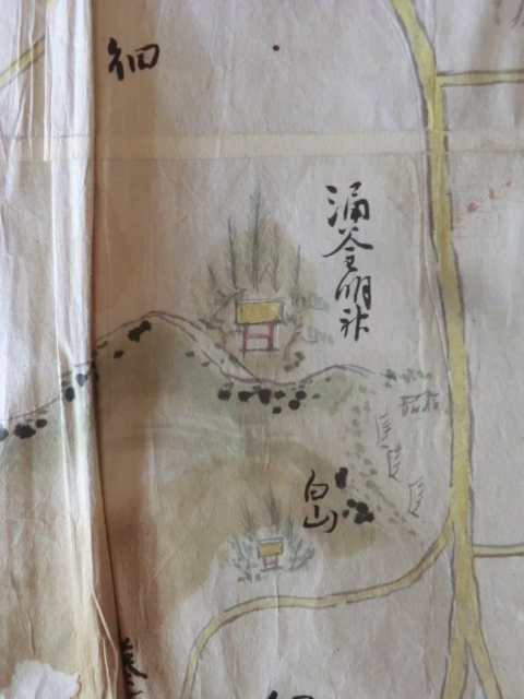 【美品】 近江彦根藩領出流原村古地図○江戸末期 出流原村絵図 古地図