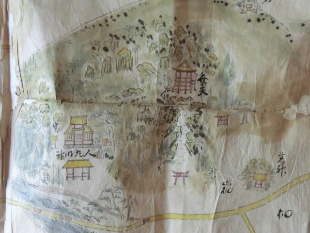 【通販激安】 近江彦根藩領出流原村古地図○江戸末期 出流原村絵図 古地図