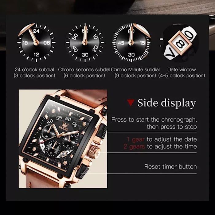 大谷翔平 176号記念セール メンズ腕時計 オマージュ 防水腕時計 クォーツ アナログ時計 クロノグラフ 本革ベルト1230 スーツ の画像10