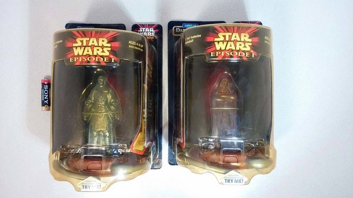 STAR WARS EPSODE1 LIGHT-UP FIGURE AS HOLOGRAPH / Star * War z light up * tent graph * figure 2 kind TOMY unopened * unused 