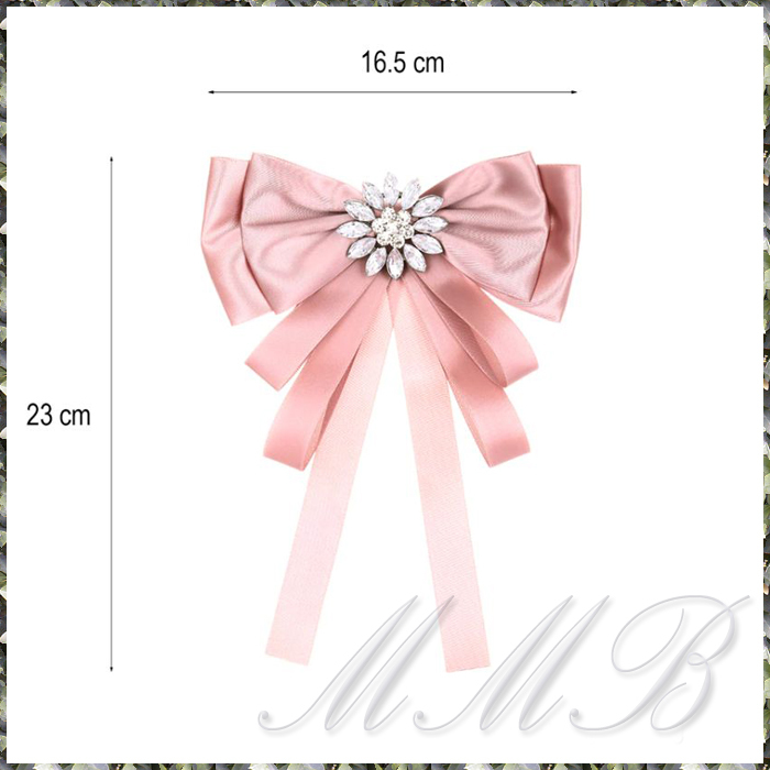 [Corsage] Ribbon Bow Brooch белый crystal CZ металлик Old rose розовый лента one отметка букетик брошь 