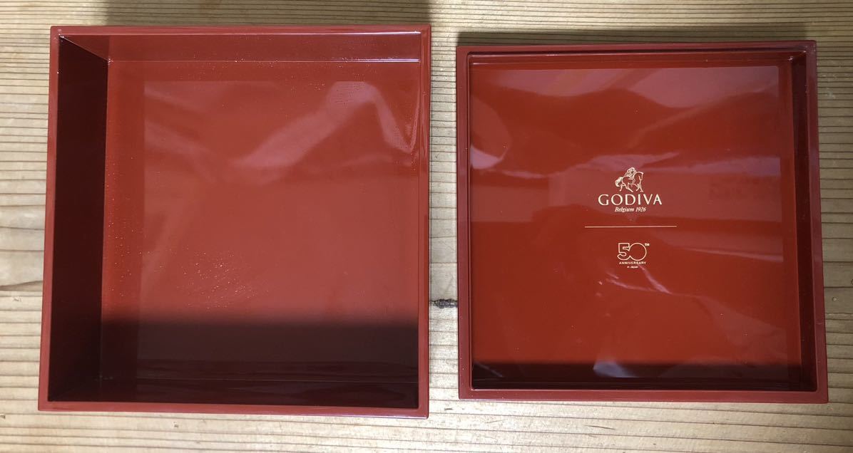 重箱★GODIVA 50周年アニバーサリー★漆器★山田平安堂★約W15×H7×D6.5cm★ゴディバ_画像3