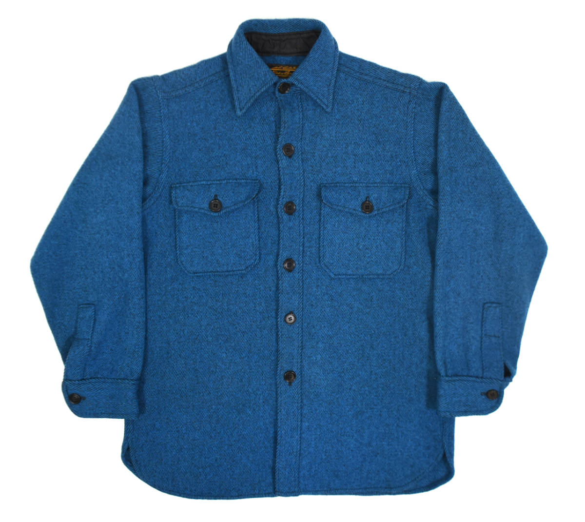 美品 USA製 1970s Eddie Bauer Wool shirts M Blue ヴィンテージ エディーバウワー ウールシャツ 長袖 ナイロン混 ブルー
