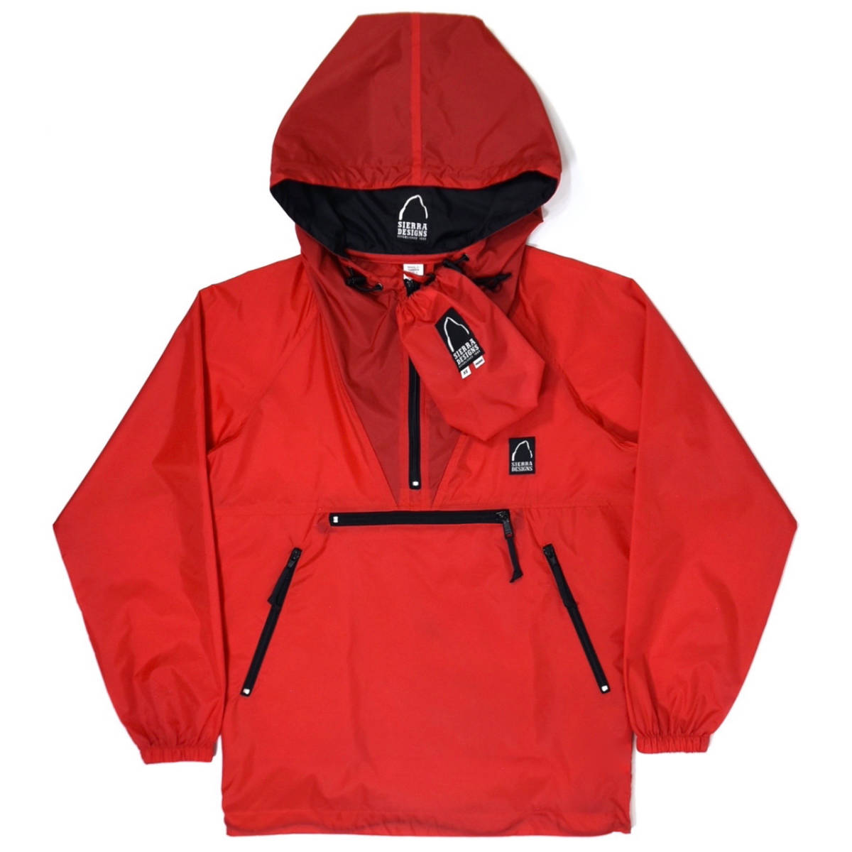 ほぼ新品 1990s SIERRA DESIGNS Nylon anorak XS(M〜L) Red×Black オールドシエラデザイン ナイロンアノラック プルオーバー 赤×黒_画像1