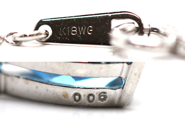 K18WG ブルートパーズ ネックレス 約40cm ダイヤモンド 0.06ct 約2.1g 18金 ホワイトゴールド 19648_画像7