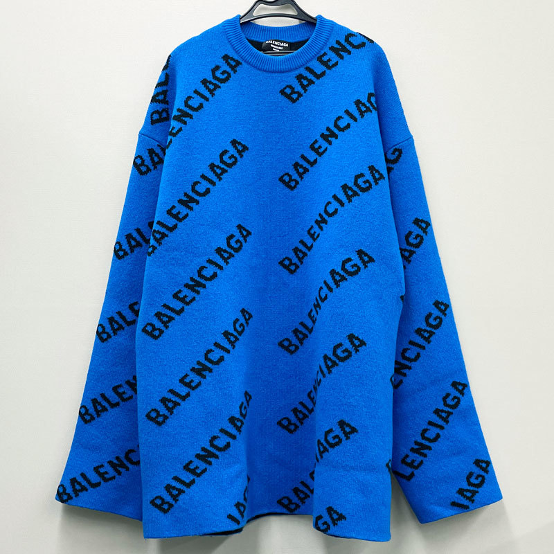 HM G-4】 中古 BALENCIAGA/バレンシアガ ロゴ ニット 長袖 ビッグ