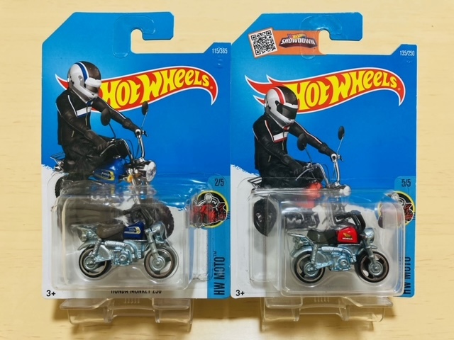 HOTWHEELS レア 初期ロット HONDA MONKEY Z50 ホンダ モンキー 本田技研工業 2台 2色 赤タンク ブルメタタンク ホットウィール