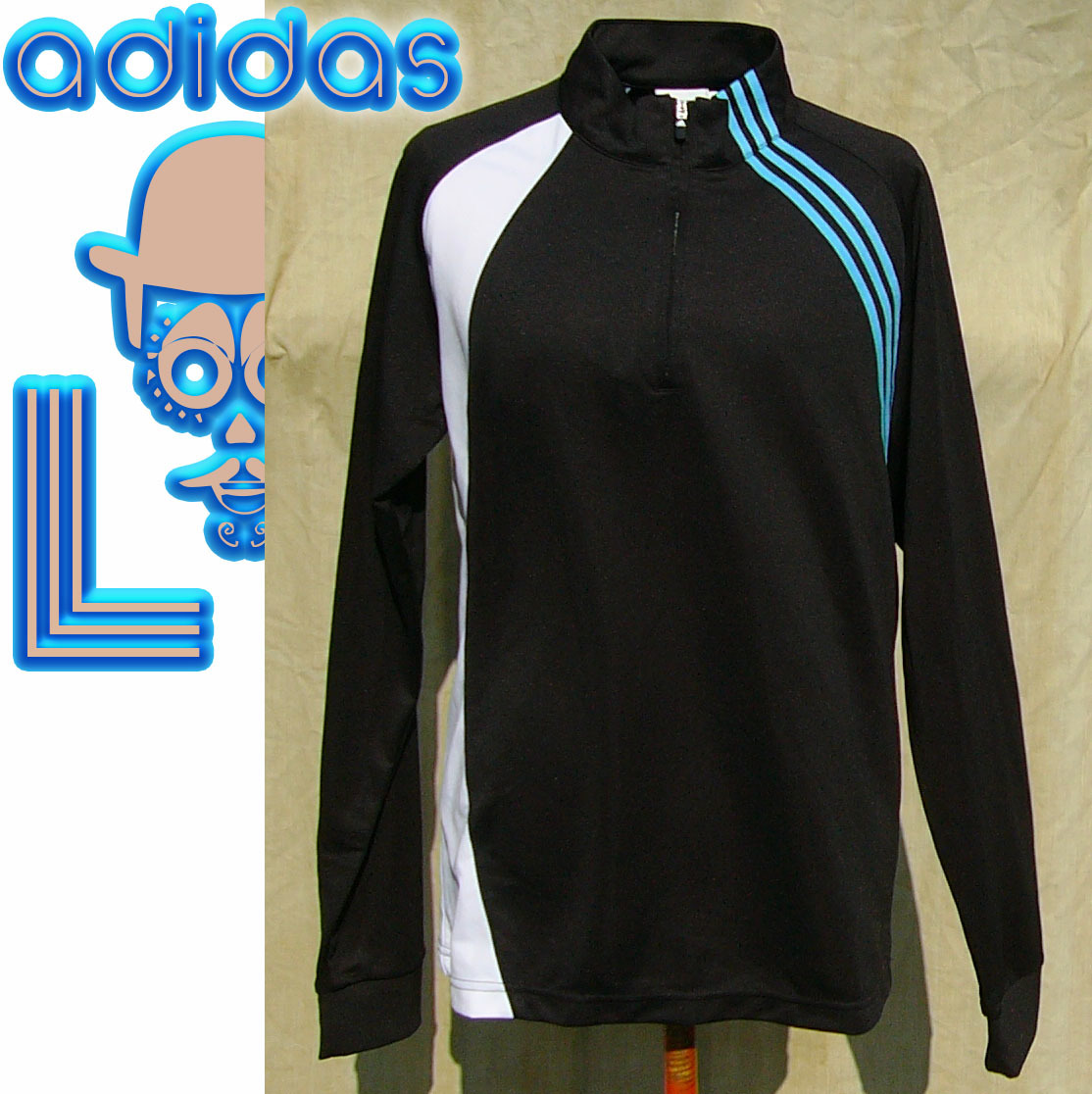 即決◆adidas◆ストイックブルーなライン状態cs◆L◆古着_画像1