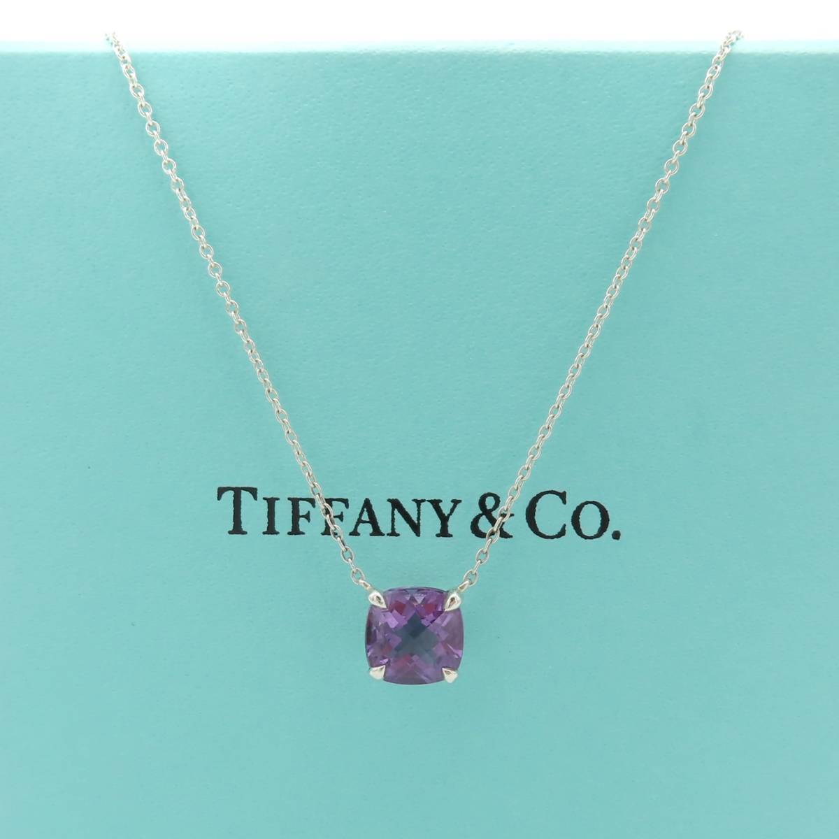 未使用 希少 Tiffany&Co. ティファニー スパークラー 大粒 アメジスト ネックレス SV925 パープル AA265_画像1