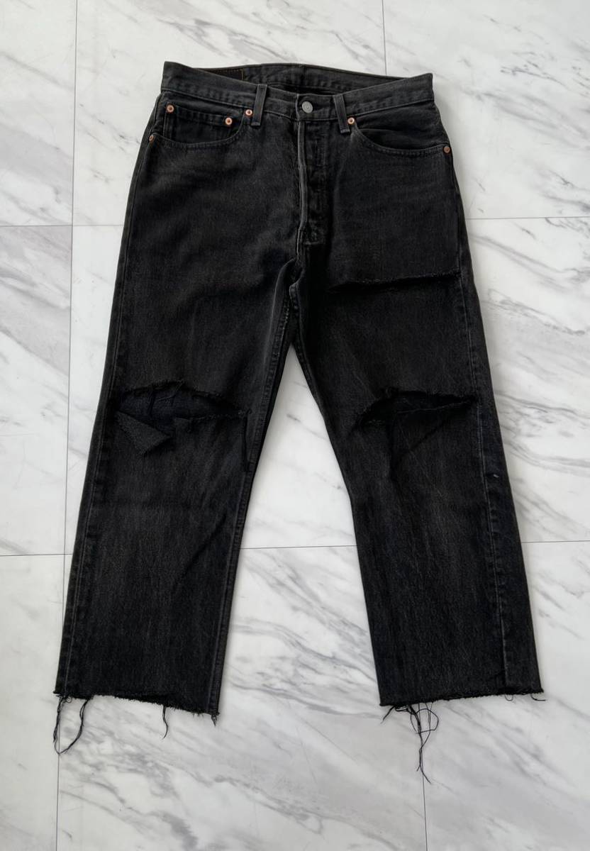 宅配 後染め 加工 ダメージ カットオフ 501 USA製 vintage 90s Levi's