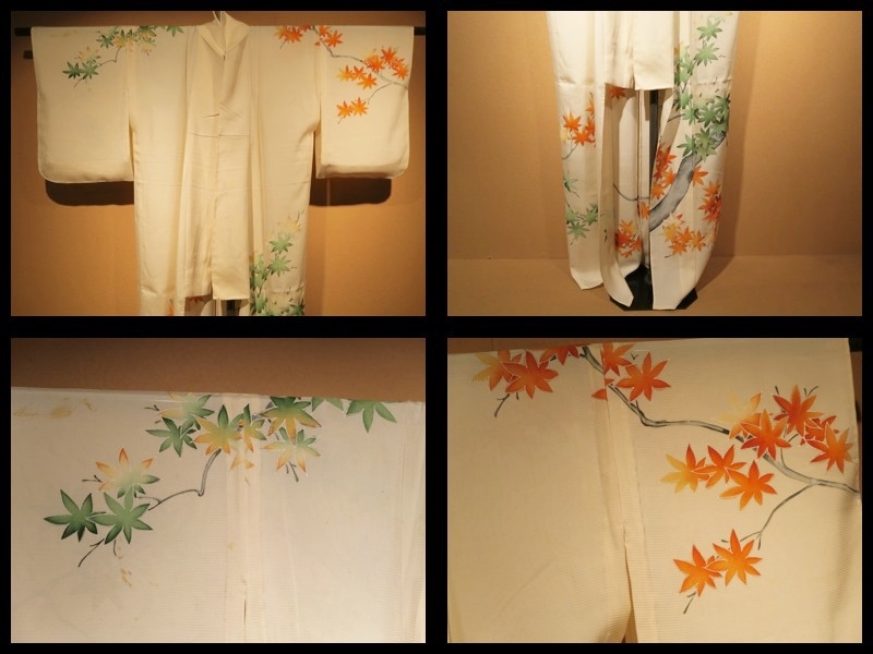 全ての 古布 本 紅葉 菊 アンティーク 着物 錦紗縮緬 着物 - www ...
