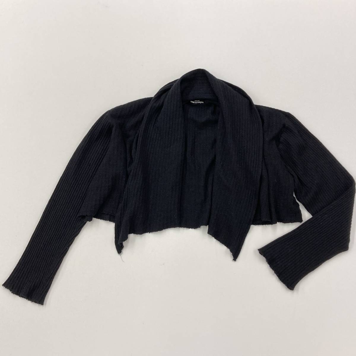 AD1991 Toriko Comme des Garcons деформация ребра вязаный короткий кардиган чёрный tricot шаль болеро 90s VINTAGE archive 2120247