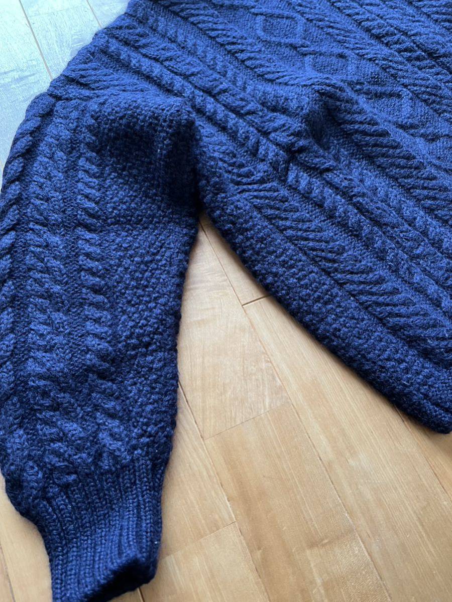 SHIPS別注 Guernsey WOOLLENS ガンジーウーレンズ タートルアランニット サイズ34 ガンジーセーター フィッシャーマンセーター ネイビー_画像6