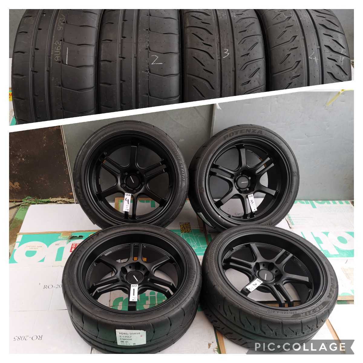 ブリヂストン ポテンザ RW006 希少 軽量 鍛造 FORGED18インチ9.5J 10J +12 +8 5穴 5H PCD114.3タイヤ付き4本BRIDGESTONE RE12D 265/35R18_画像2