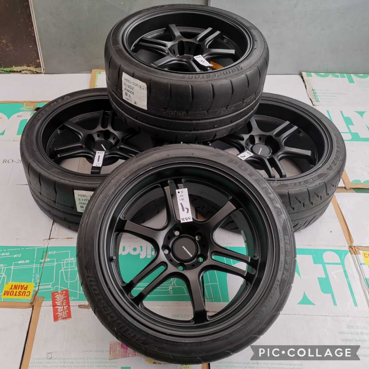 ブリヂストン ポテンザ RW006 希少 軽量 鍛造 FORGED18インチ9.5J 10J +12 +8 5穴 5H PCD114.3タイヤ付き4本BRIDGESTONE RE12D 265/35R18_画像1