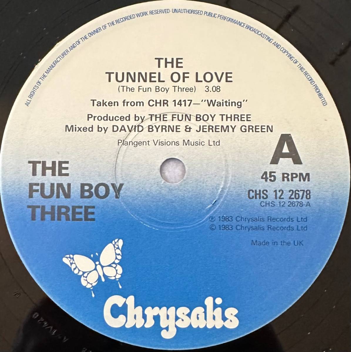 ■1983年 オリジナル UK盤 THE FUN BOY THREE - The Tunnel Of Love 12”EP CHS 12 2678 Chrysalis TERRY HALL_画像3