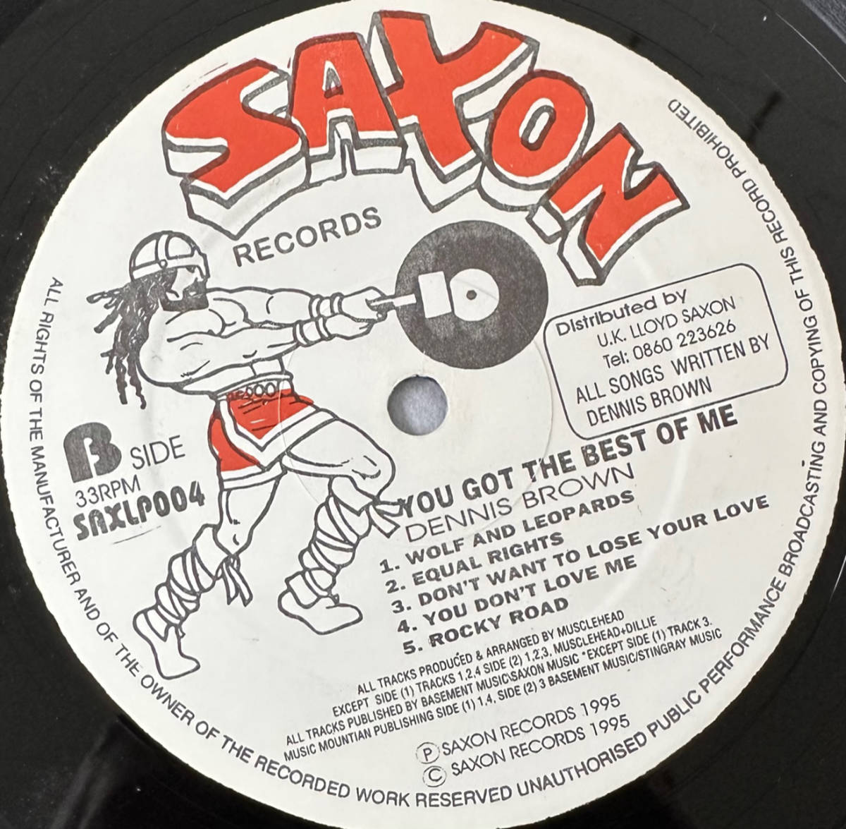■1995年 オリジナル UK盤 Dennis Brown - You Got The Best Of Me 12”LP SAXLP004 Saxon Records_画像4