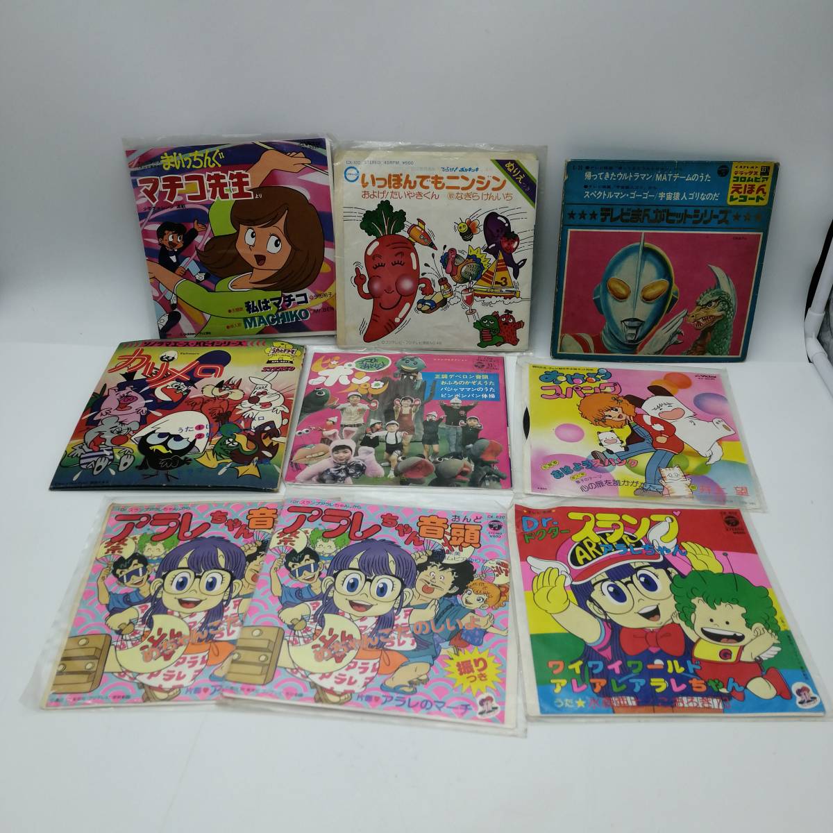 h3788 Showa era anime record set sale Doraemon Ultraman Calimero Japan former times . none common .! Ponkickies that time thing secondhand goods Showa Retro 