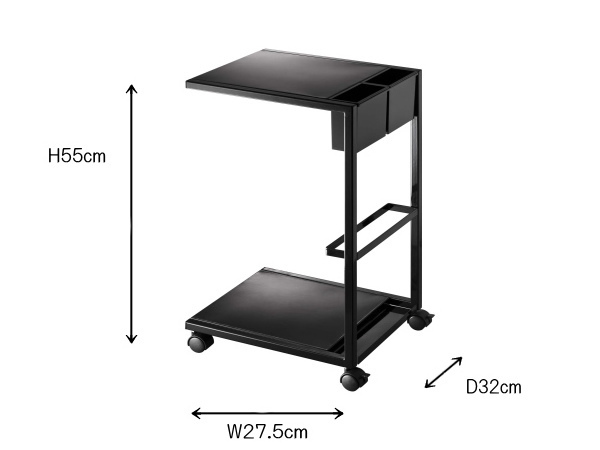 キャスター付き サイドテーブル（黒）ワゴンテーブル ソファテーブル リモコンボックス マガジンラック付きテーブル 山崎実業 タワー_画像6
